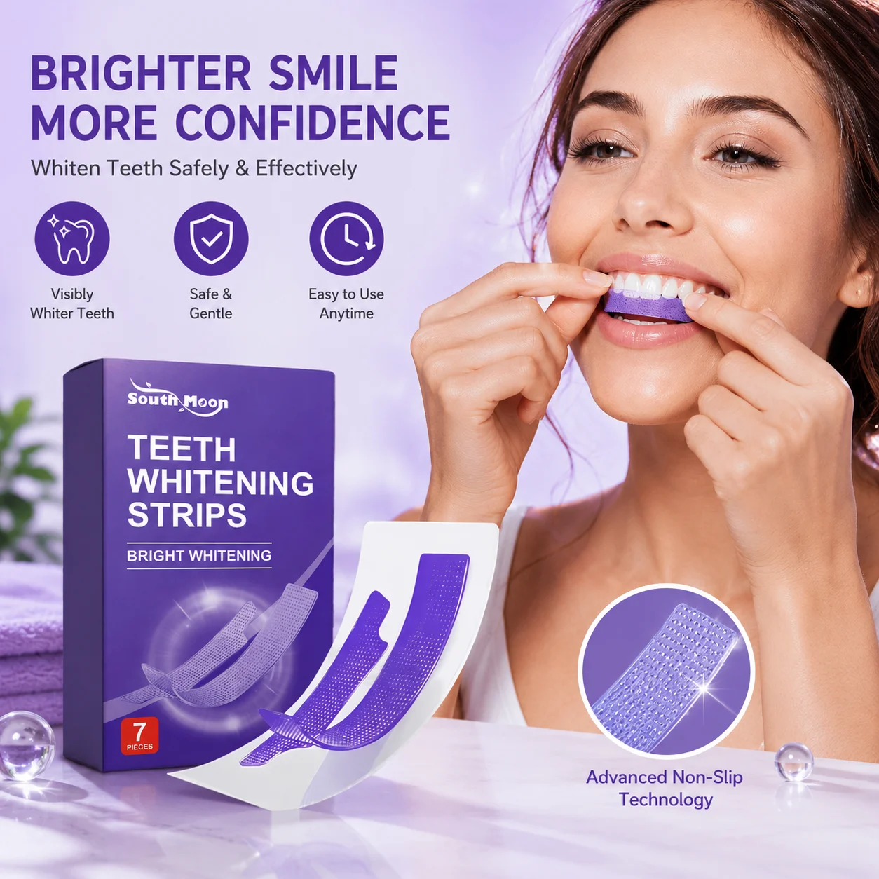 Purple Teeth Whitening Strips For Correcting Teeth Color Remove Plaque Stains Cleaning Oral Hygiene Care Bleaching Dental Tools