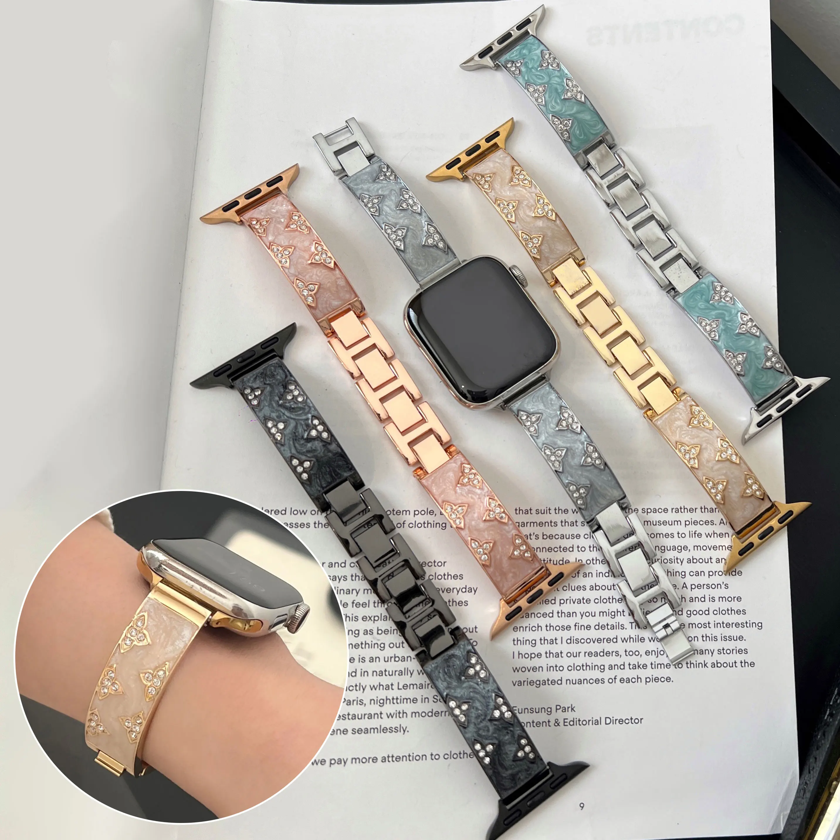 Luxury curved metal band for Apple Watch S10 42mm 46mm Ultra 49mm band 41mm 45mm Noble and Elegant watch band for iwatch 876SE4