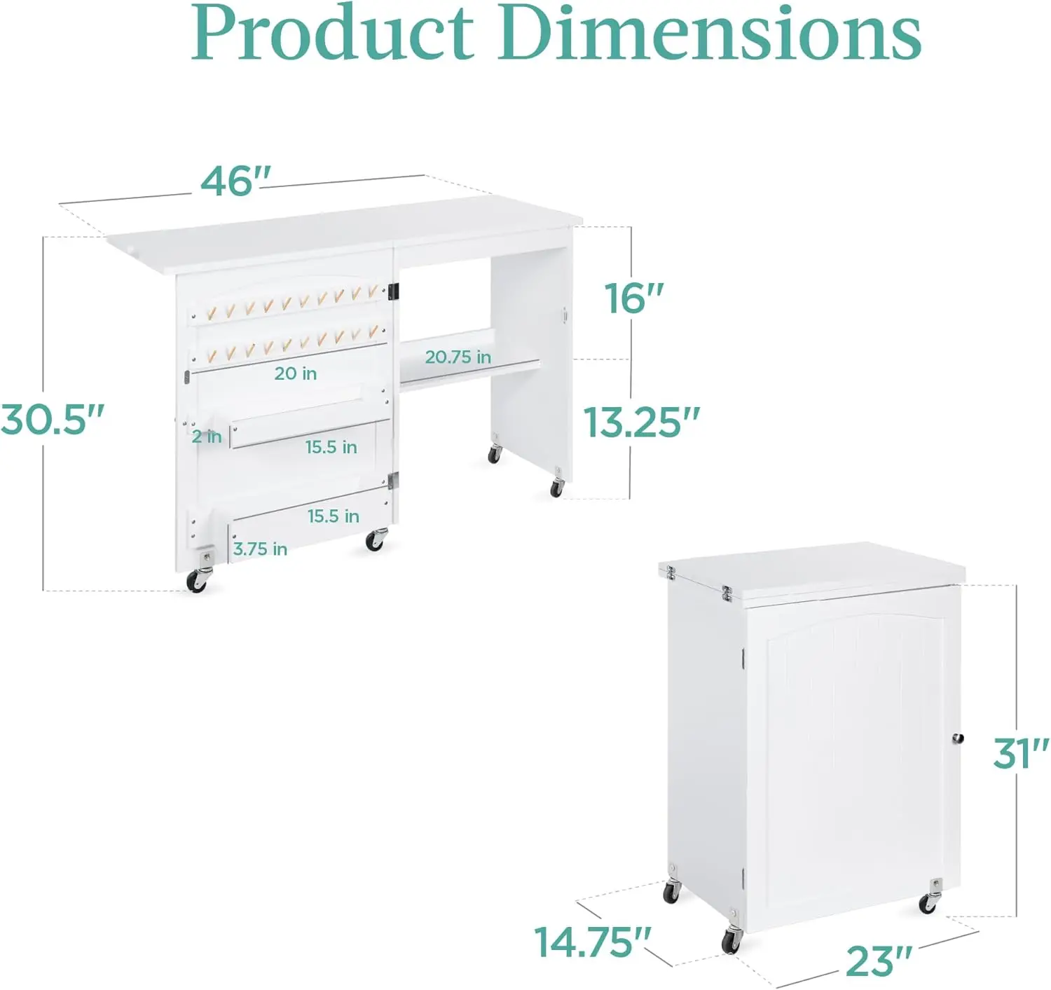 Best Choice Products Folding Sewing Table Multipurpose Craft Station & Side Desk Compact Design, Wheels, Shelves, Storage Trays