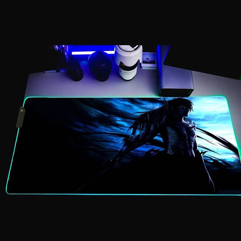 

Bleach Mouse Mats RGB Computer Gaming Mouse Pad Anime Gilr Large Gaming Mousepad XL Mouse Pads Pink PC Gamer 900x400 Desk Mat