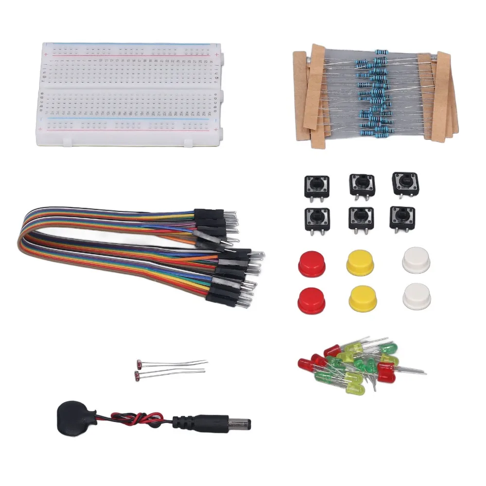 with 400 Hole Breadboard Electronics Kit with LED Lights with Button and Resistor Electronics Component Kit