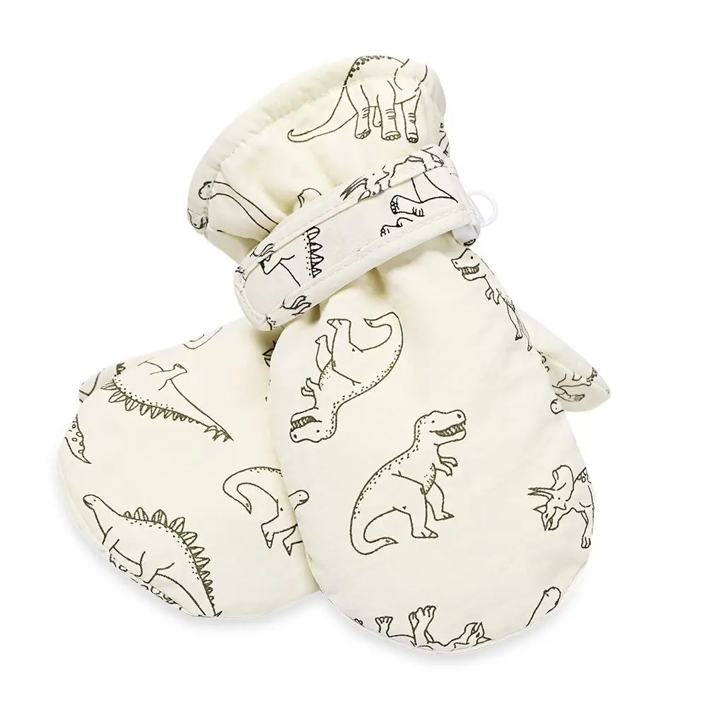 Cartoon Dinosaur Print Kids Gloves Thickened Fleece Winter Warm Gloves Waterproof Windproof Baby Mittens Girls Boys