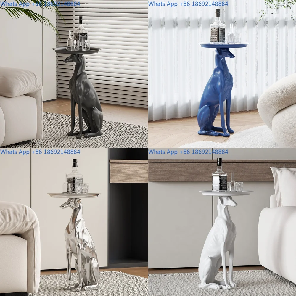 

Luxury Floor Coffee Table with Dog Sculpture for Living Room Entryway Decor