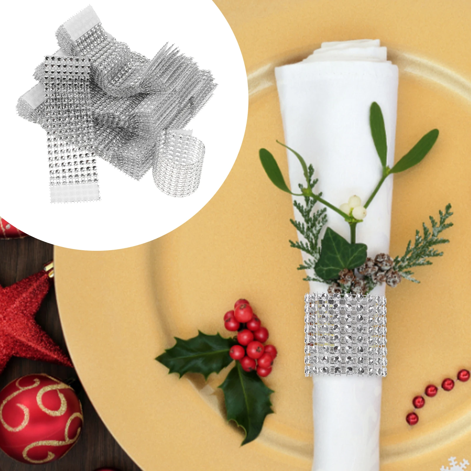 

60 PCS Party Napkin Rings Wedding Decor Holiday Office Holders Dining Room Table