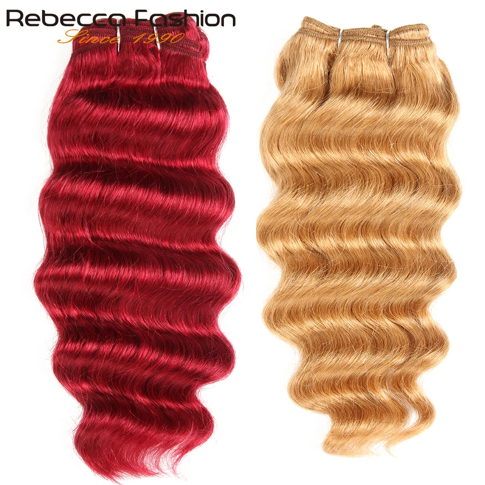 

Nature Hi Deep Hair 1 Piece Only Brazilian Deep Wave Human Hair Weave Bundles Deal #4 #27 Ombre Remy Hair Extension