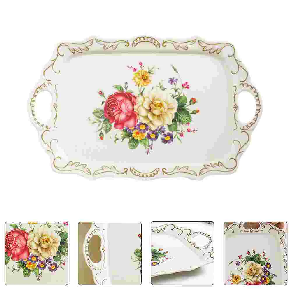 Tea Cup Tray Kitchen Gadget Restaurant Dessert Plate Simple Storage Household Double Handle Snack Decorative Vintage Jewelry