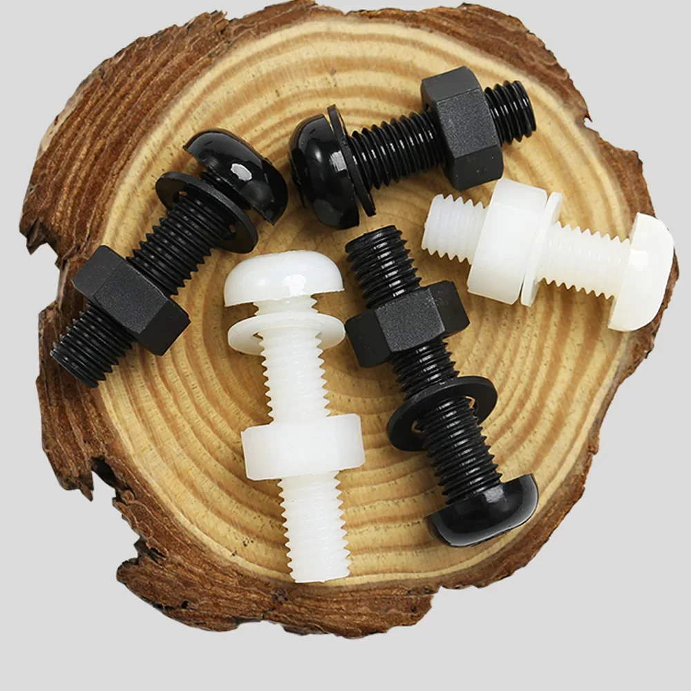Picture 7: White/black Nylon Round Pan Phillips Screw Nut Washer Set M2 M2.5 M3 M4 M5 M6 M8 Plastic Screw Washer Nut Combination