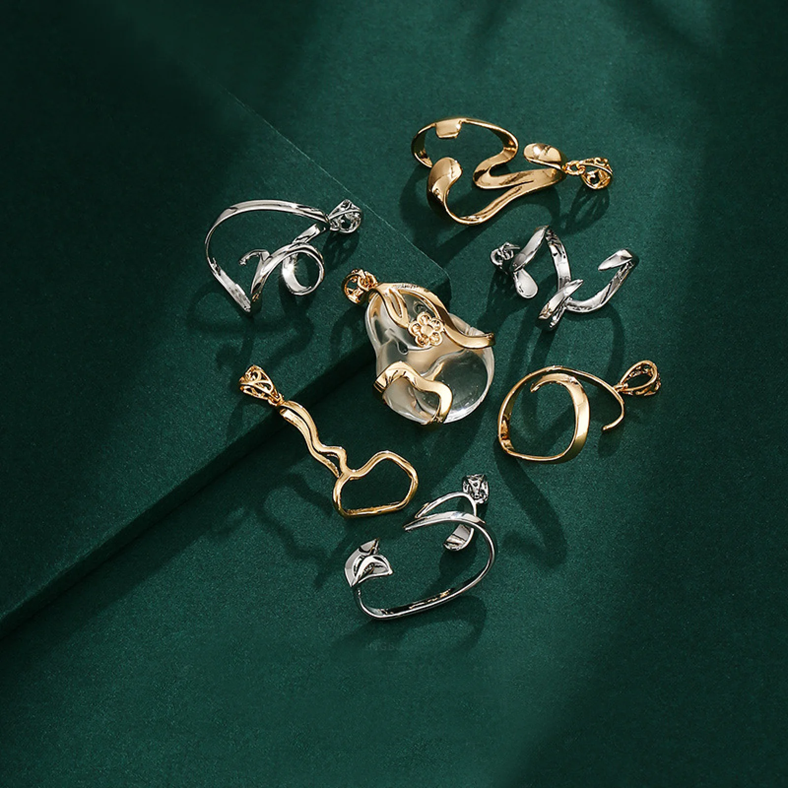 

2Pcs/lot Copper Pendant Blank Fit Settings Irregular Stone Cabochon For DIY Necklace Jewelry Making Craft