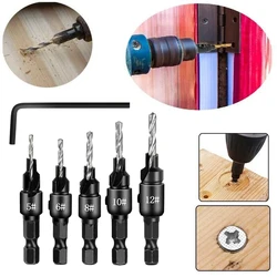 Woodworking Hex Shank 2 Flute Tct Carbide Carpentry Drill Bits Countersink Drill Bit Set For Wood,Screw Hole Opening Bits