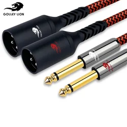 Dual 1/4'' TS Mono 6.35mm Jack to 2 XLR Male 3-Pin Audio Cable for Amplifier Mixer Console Hi-Fi Stereo System Shielded Cords