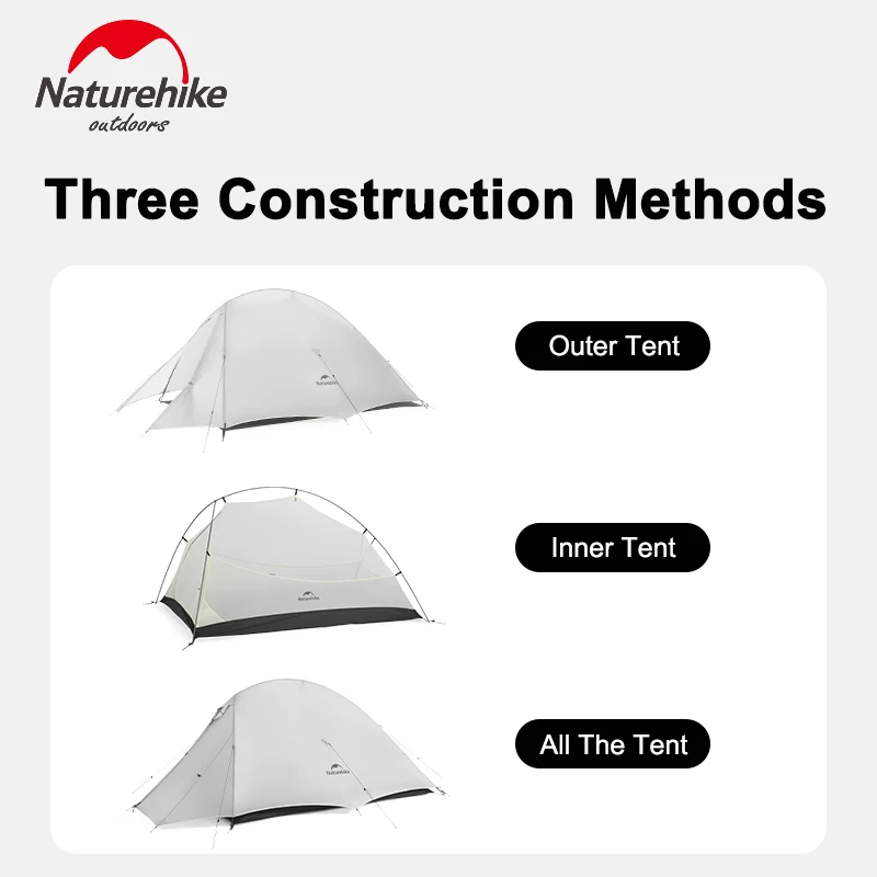 Imagem -05 - Naturehike-cloud up ul Tenda com Tapete 1.22kg Ultraleve Impermeável Dupla Camada à Prova de Vento Acampamento Caminhada Pessoas Estações