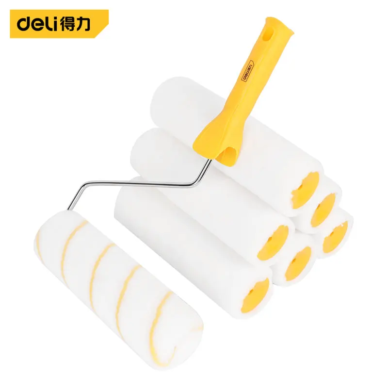 DELI 1/6 Pcs 4/7/9 Inch Roller Paint Brush Set High-stretch Cotton Brush Multifunctional Home Improvement Helper Brusher Kits