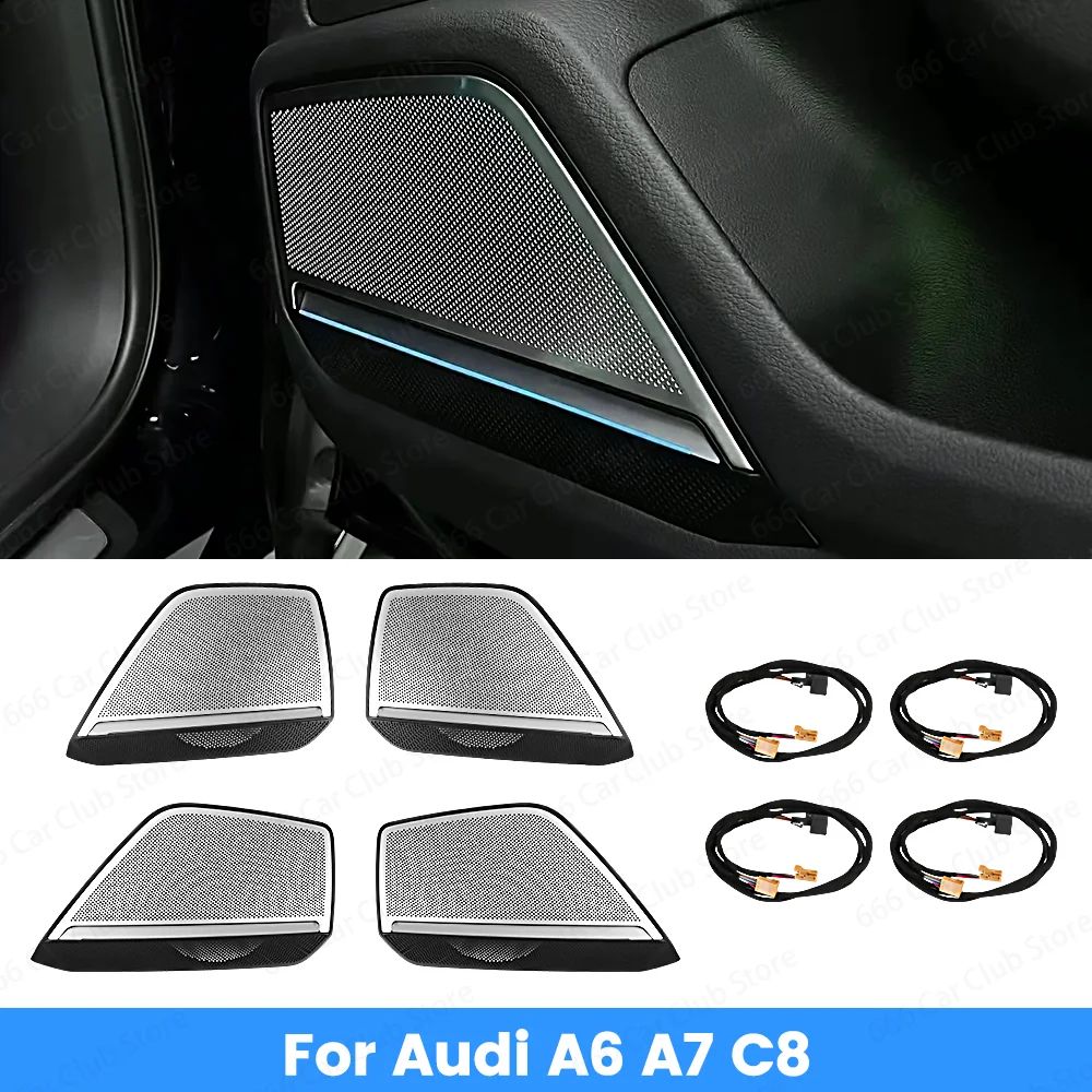 

For Audi A6 A7 C8 LED Speaker Cover Door Audio Decorative Ambient Light Car Horn Trim Panel-Custom Fit for Enhanced Car Interior
