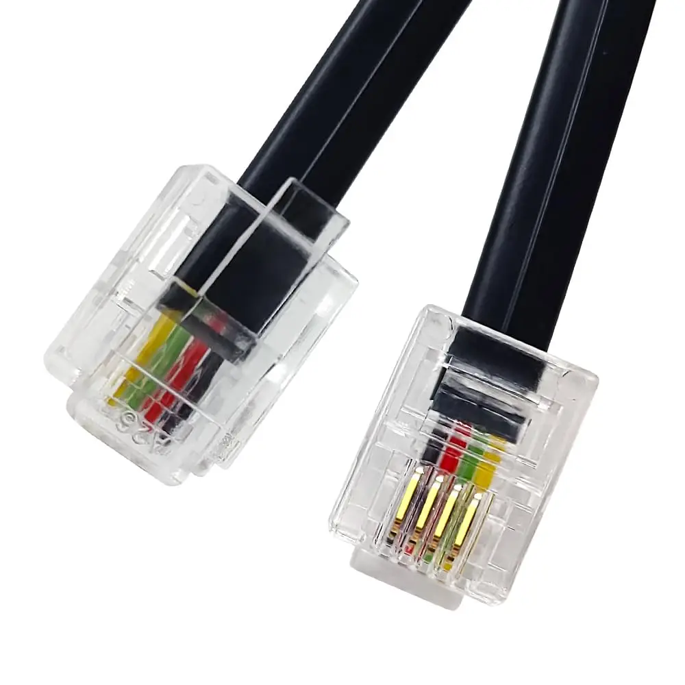 50ft RJ11 Phone Cable for Landline, Fax & Modem - Durable Black Cord with Gold-Plated Connectors