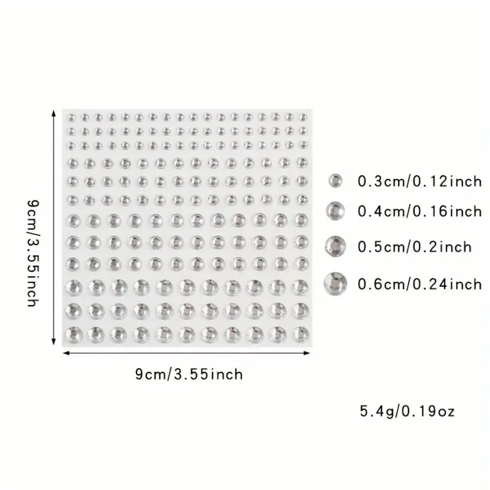 165 pièces autocollants strass auto-adhésifs, pierres précieuses rondes blanches pour maquillage yeux visage cheveux ongles corps bricolage artisanat décalcomanies décoratives