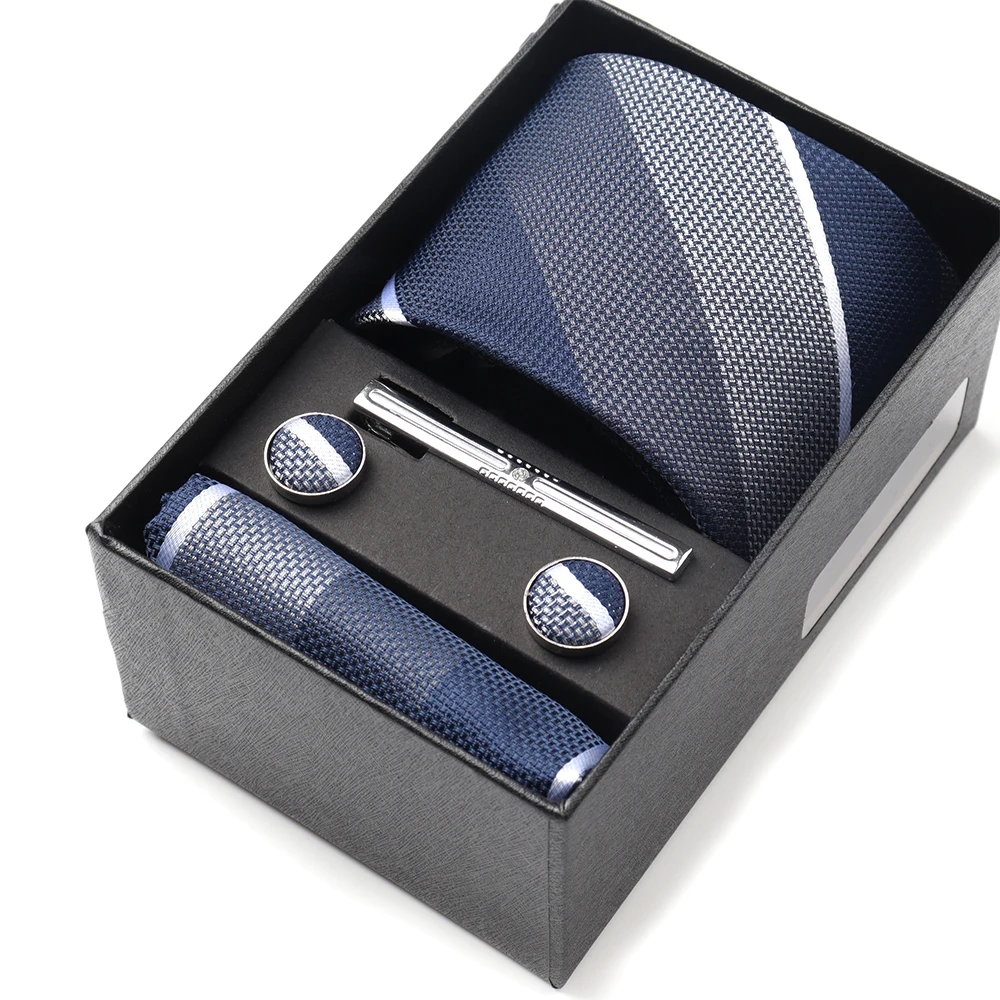 Pocket Square Cufflinks Set Tie Set Box for Men, Gift Box