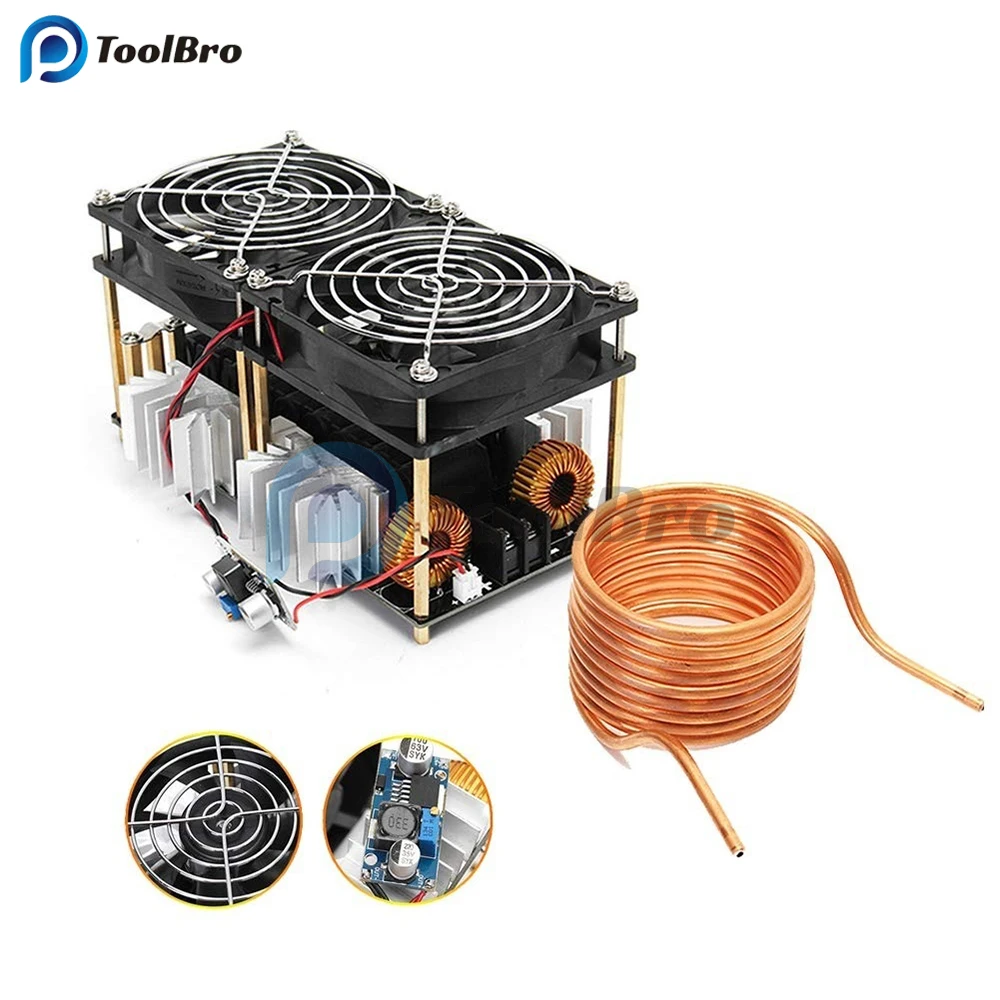 1800W 40A DC 12-48V ZVS Low Voltage Induction Heating Board Power Supply Module Flyback Driver Heater Tesla Coil Heaters