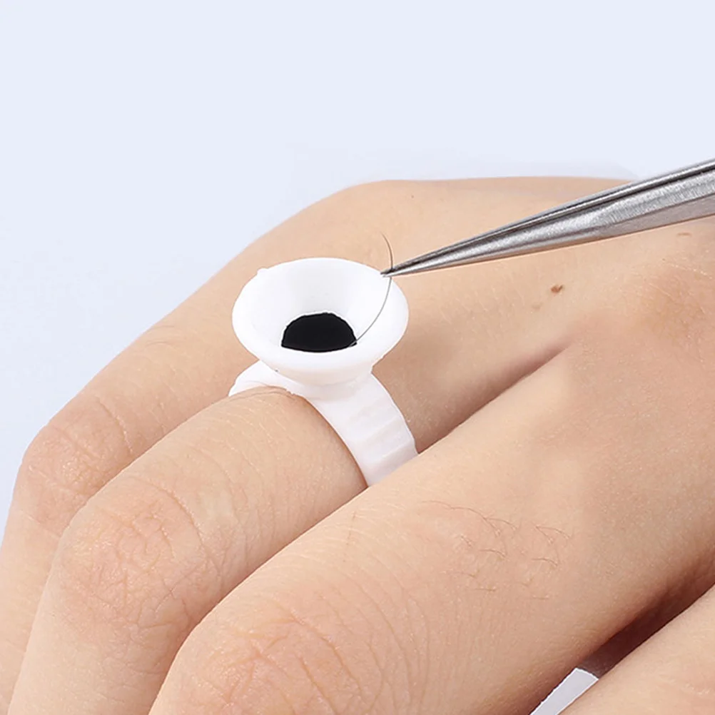 

200pcs Disposable Plastic Glue Rings for Eyelash Extensions Tool Lash Cup Ring Holder Professional Salon Home DIY Use