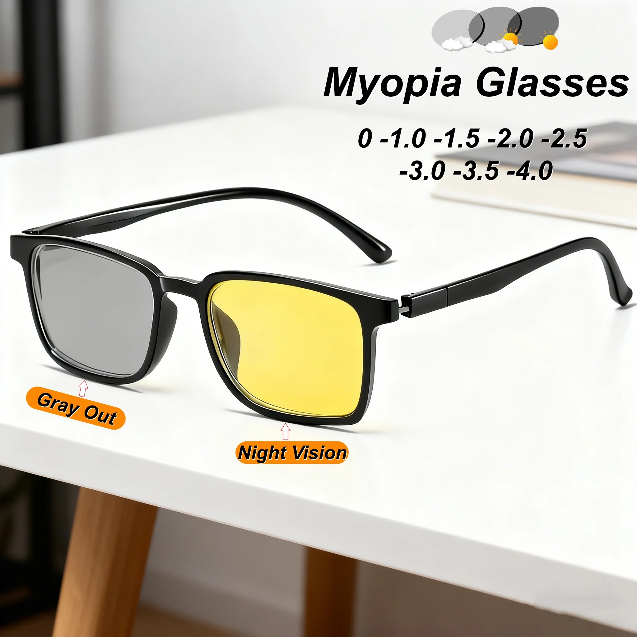 

New Fashion HD Night Vision Photochromic Women's Myopia Glasses Outdoor Neutral Simple High Quality Anti Blue Light Glasses