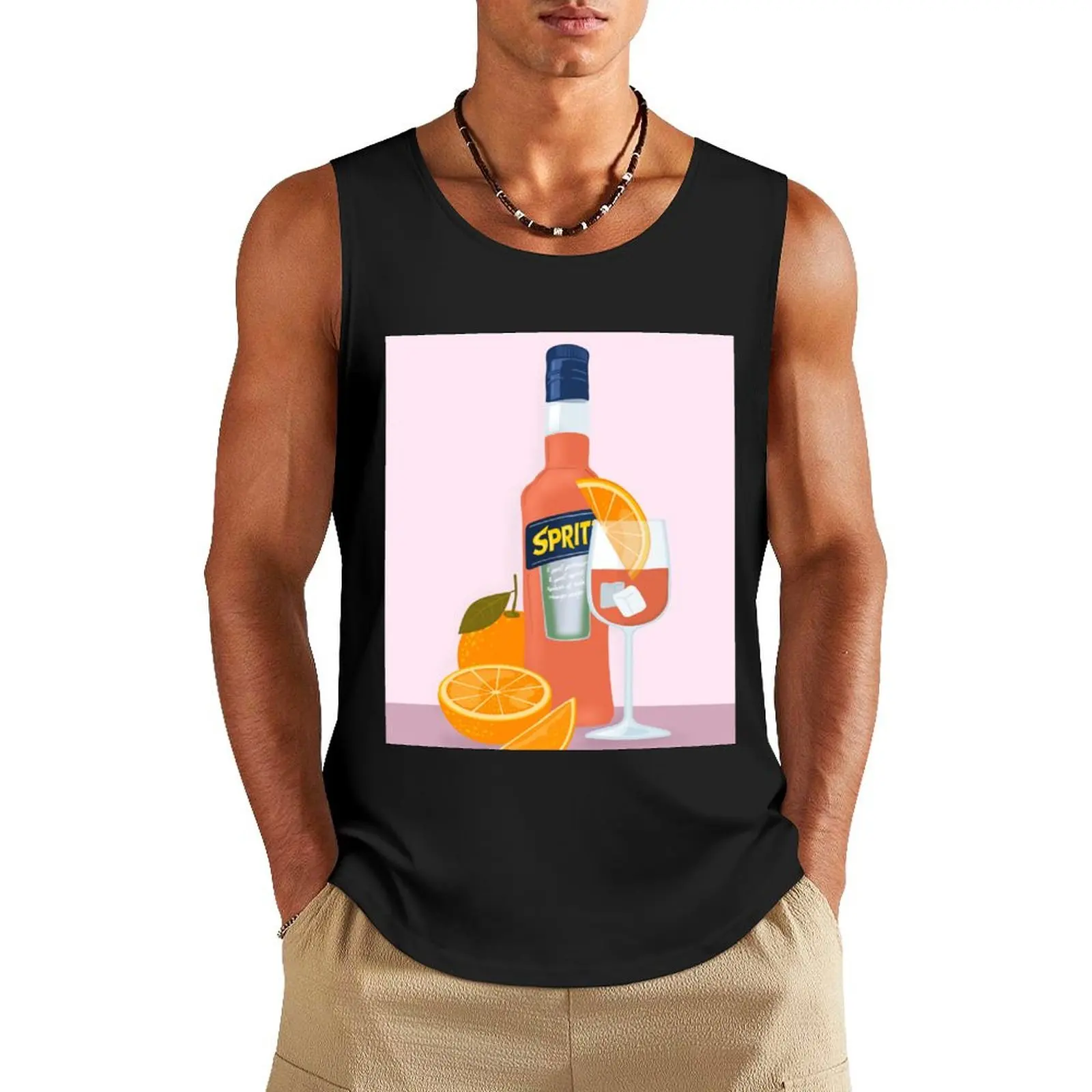 

Aperol Spritz Drink Orange Tank Top sleeveless gym shirts male summer men clothing