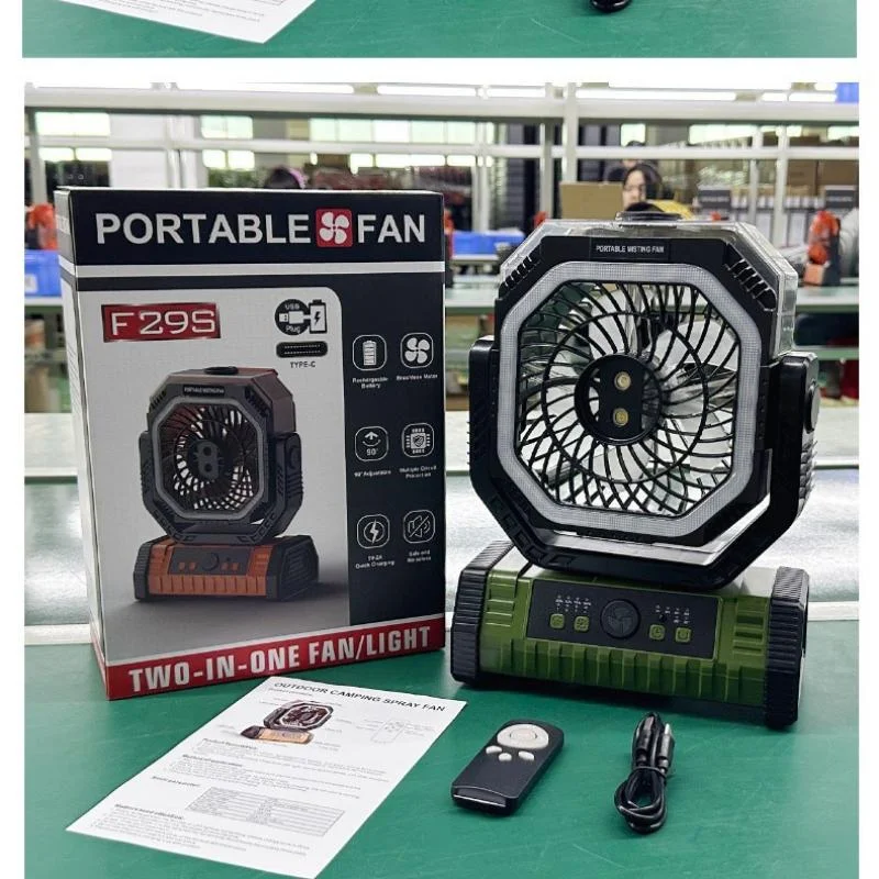 USB Rechargeable Camping Misting Fan with Ice Cooling Sensation, Ultra Long Endurance, Super Strong Wind, Water Spray Fan for