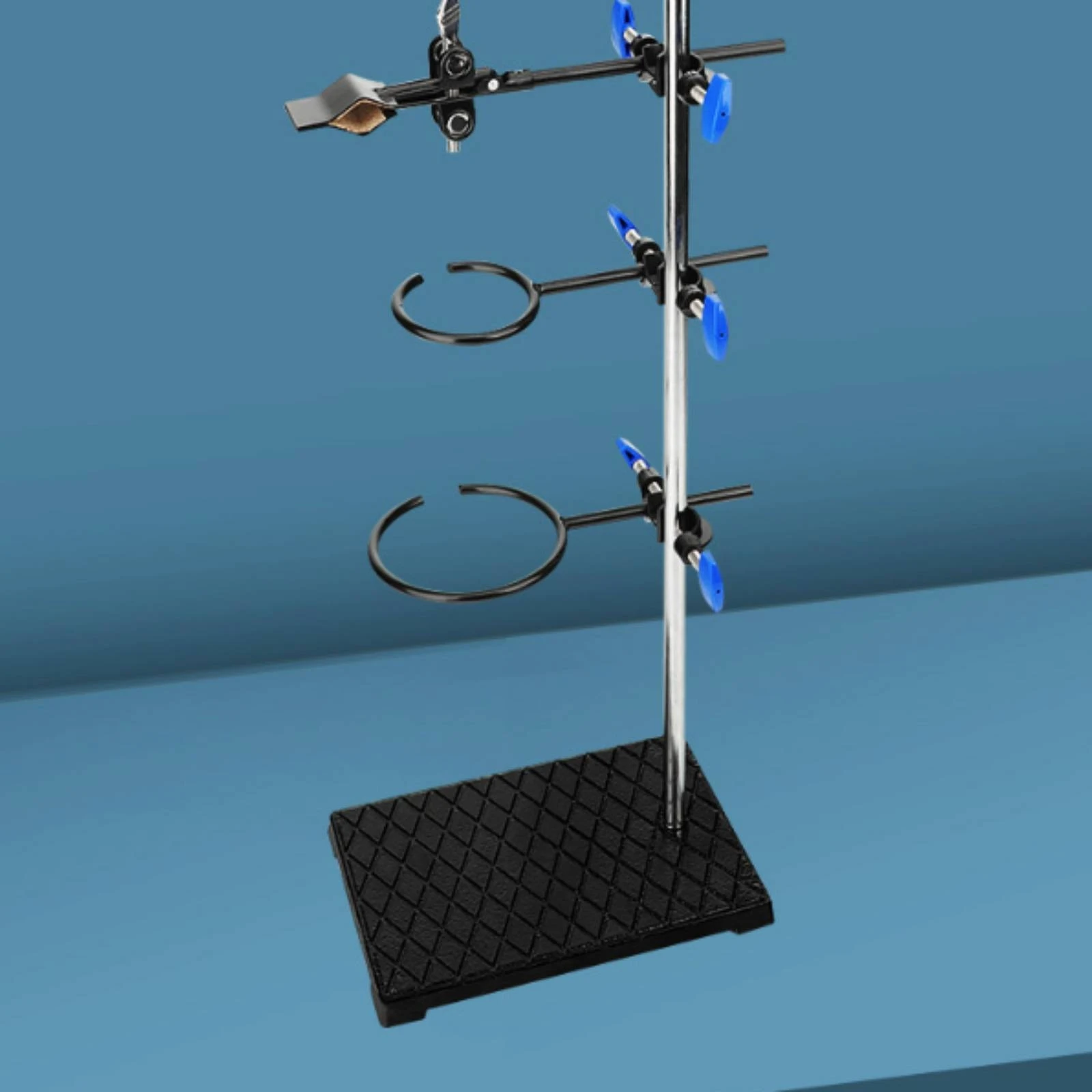 Iron Stand with Rings Detachable Retort Support Stand with Clamps Weighted Versatile for Teachers, Classroom