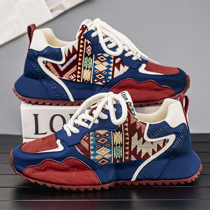 

LiveDay Men's Fashion Chunky Sneakers Autumn Casual Outdoor Walking Shoes Lace-up Wearproof Platform Tenis Zapatillas Hombre