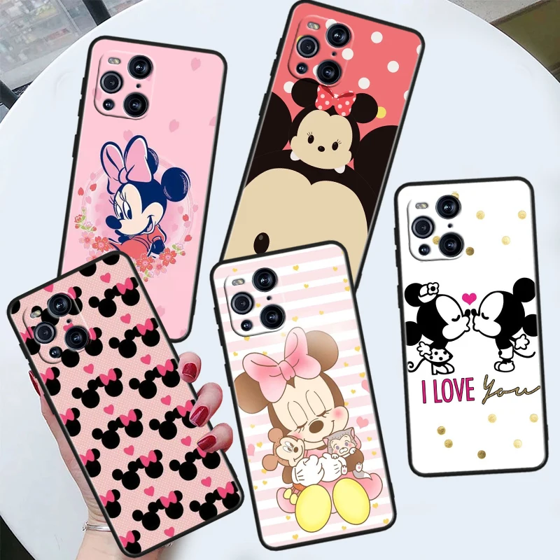 

Mouse Mickey Disney Minnie For OPPO Find X6 X5 X3 X2 F21S F21 Pro Lite Neo Black Silicone Fundas Soft Cover Capa Phone Case