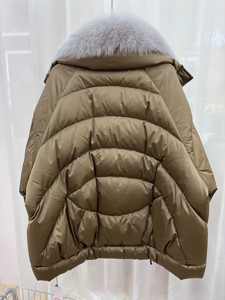 2023 Fashion Winter 90% Goose Down Jacket Puffer Jacket Real Fox Fur Collar Thick Women Warm Coat Luxury Outwear Female