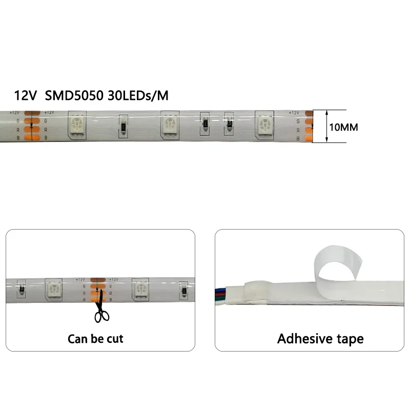 Diody na wstążce Led 12V do pokoju taśma RGB wstążka podświetlenie TV Neon 5050 5M wodoodporna Festoon dekoracje świąteczne