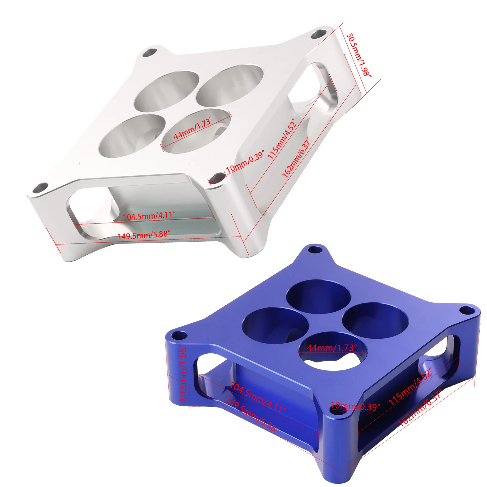 2 "อลูมิเนียม 4150 CNC Machined คาร์บูเรเตอร์ Spacer Square Bore 4 พอร์ต PCE120.1009.02 สําหรับ Chevy GM LS1 LS2 HollEY