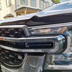 For Ford Ranger T9 2023 2024 ABS Carbon Fiber Exterior Car Head Front Face Hood Bonnet Logo Trademark Grille Air scoop Trim