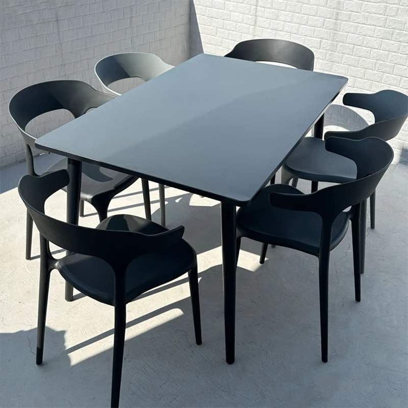 Outdoor table Carbon steel rectangular dining table and chairs Leisure outdoor restaurant Exterior setting area