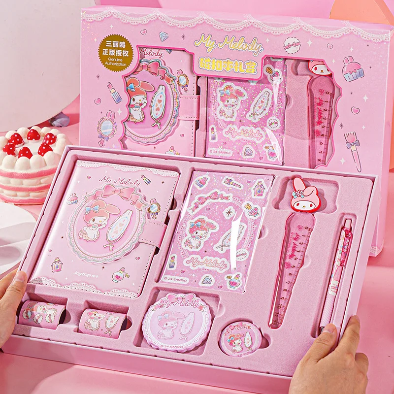 

Sanrio Cartoon Kuromi Melody A5 Handheld Gift Box Cinnamoroll Cute Girl Children'S Student Stationery Set Notebook Birthday Gift