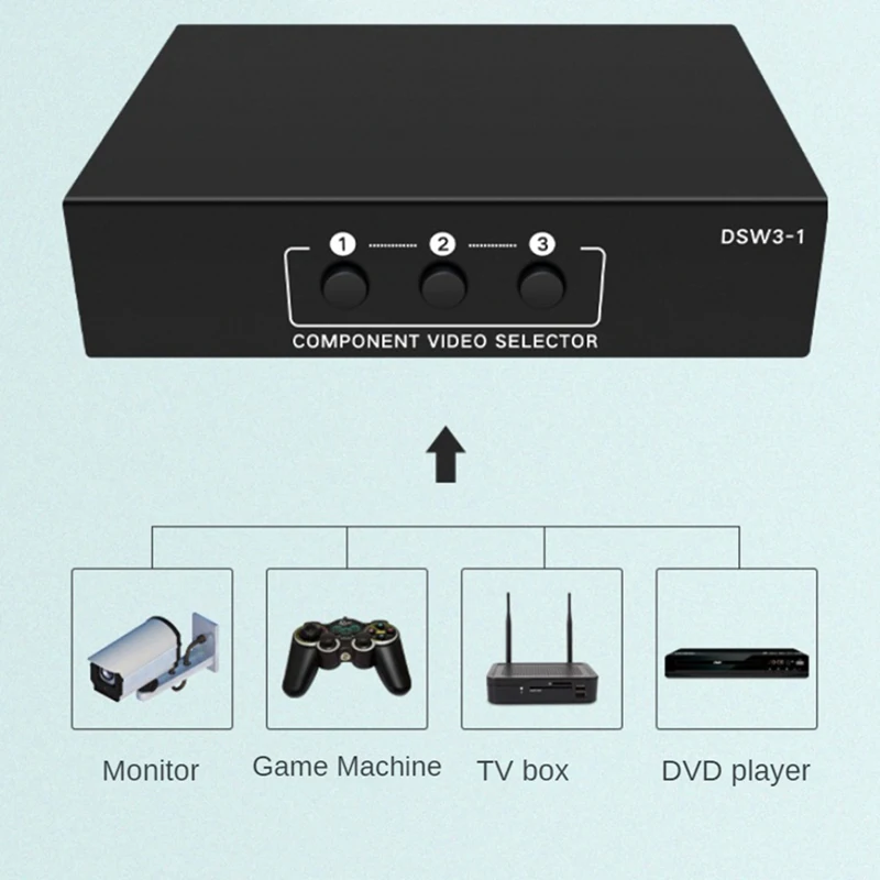 3 Channel 5 RCA Ypbpr RGB Component Selector AV Switcher 3 In 1 Output Ypbpr Component RGB Switcher