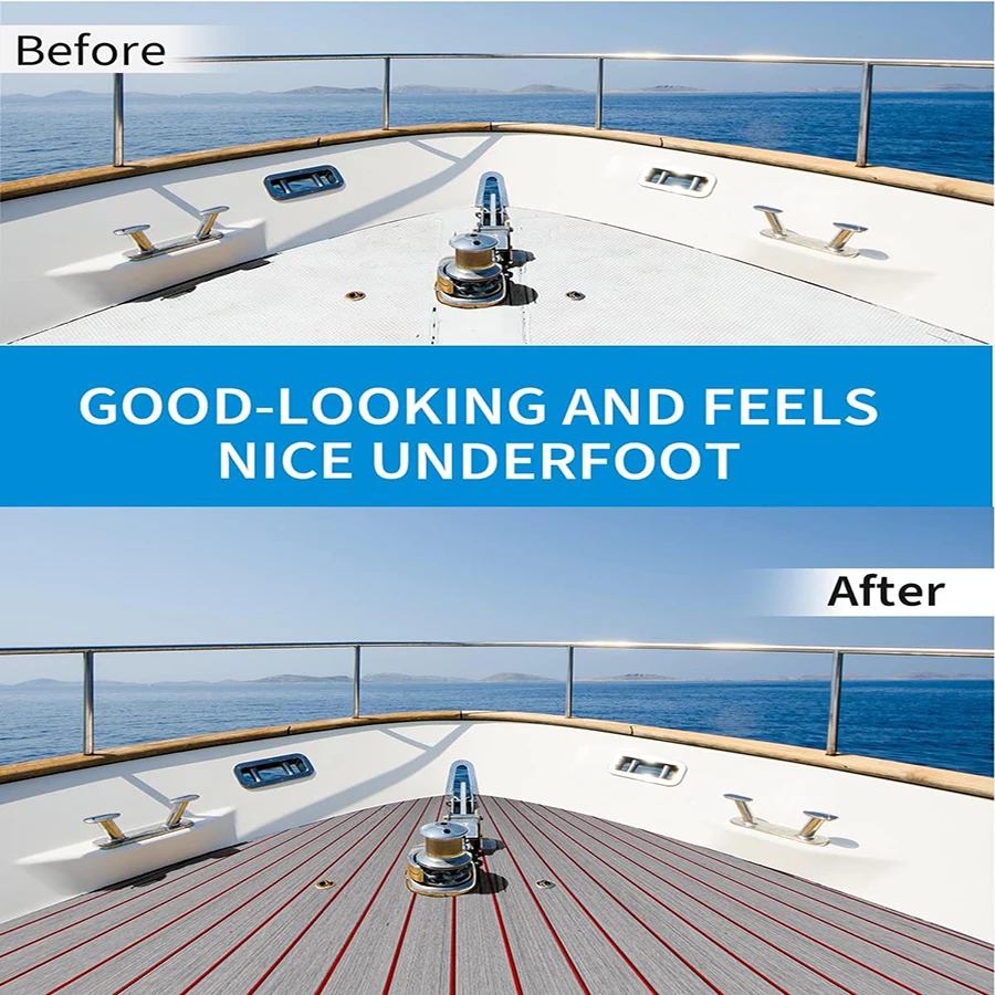 Boat Flooring EVA Foam Decking Faux Teak Marine Mat Carpet Self-Adhesive Marine Flooring Sheet for Motorboat RV Yacht Kayak