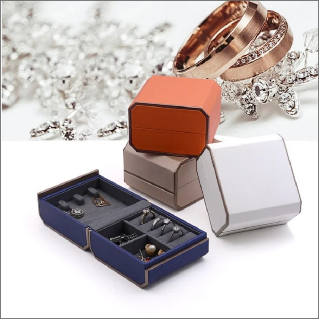 High-end Jewelry Organizer Box for Travel Ring Earring Necklace Pendant Storage Display Case PU Portable Jewelry Box Joyero