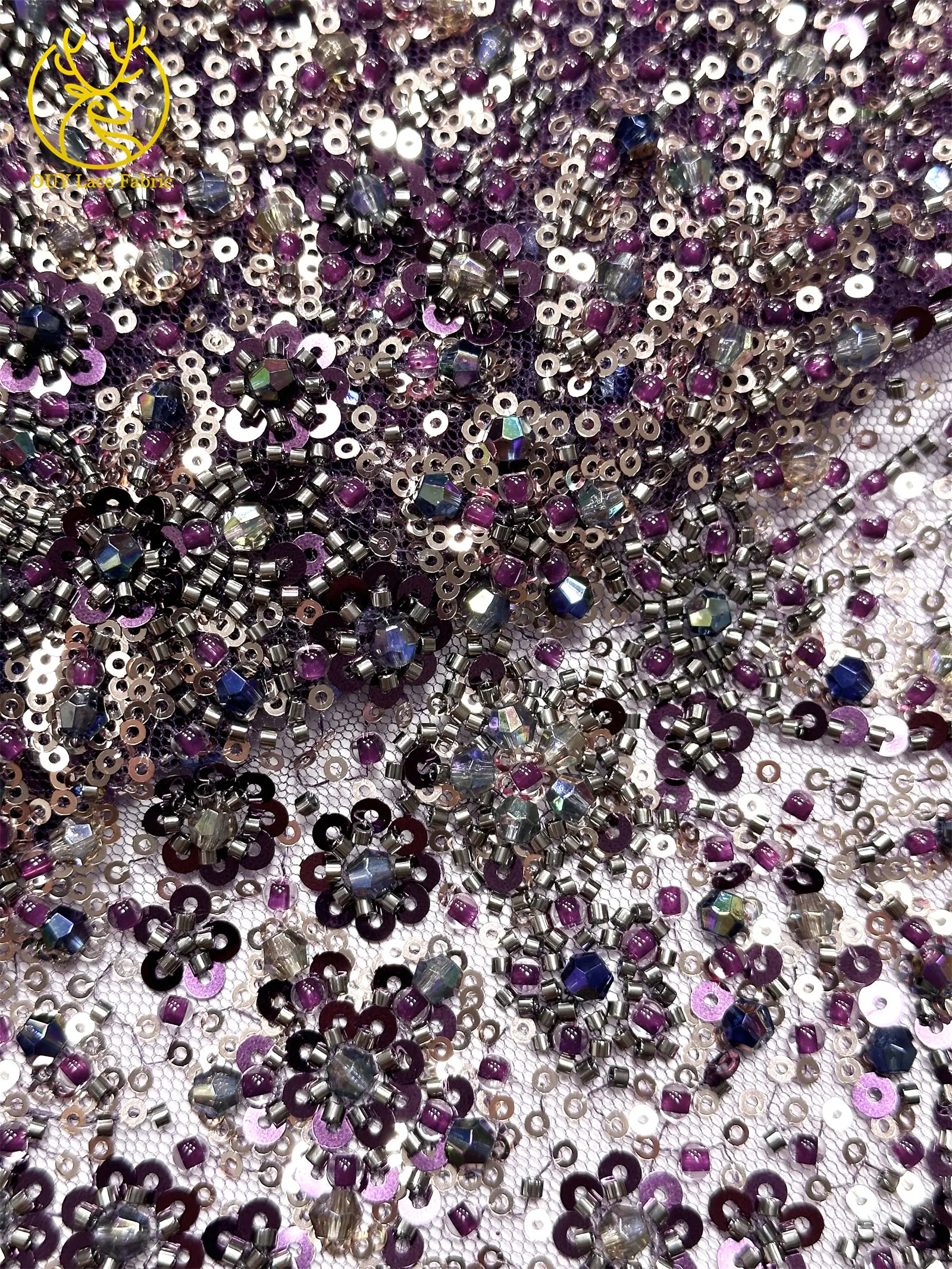 Eleganter und wunderschöner afrikanischer Perlen-Spitzenstoff 2026 Hochwertiger französischer Pailletten-Spitzenstoff für Damen-Abendkleider – Detail 24