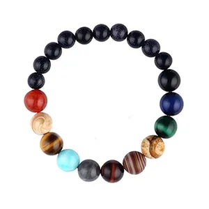 Unquie sistema solar oito planeta temático pedra natural frisado pulseira para homens feminino amigo presente charme strand jóias naturais l * 5 6 principais vendas pulseira da amizade 5 - №5
