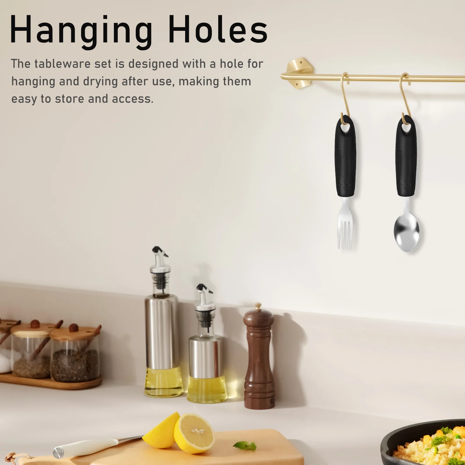 

1 set 1 Set Adaptive Utensils Weighted Handle Spoon Fork For Hand Tremors Elderly Disabled Built Up Tableware Eating Aids Stroke