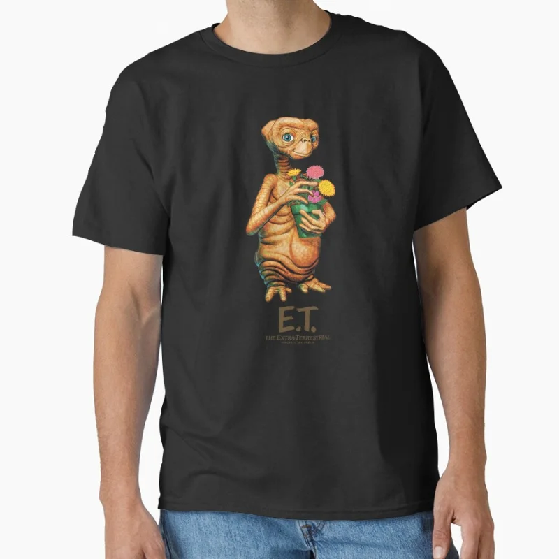 

E.T. The Extra Terrestrial Flower Pot Movie Vintage Sic-Fi gift t shirt Retro Cartoon Alien Graphic clothes All size Tops