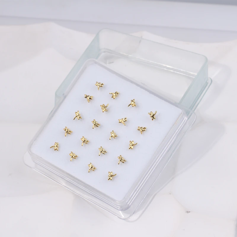 Karnoz 20Pcs/Pack Nose Stud Dragonfly Design Women Girls Nose Piercing Jewelry Piercing Nostril Piercing Jewelry Body Piercing