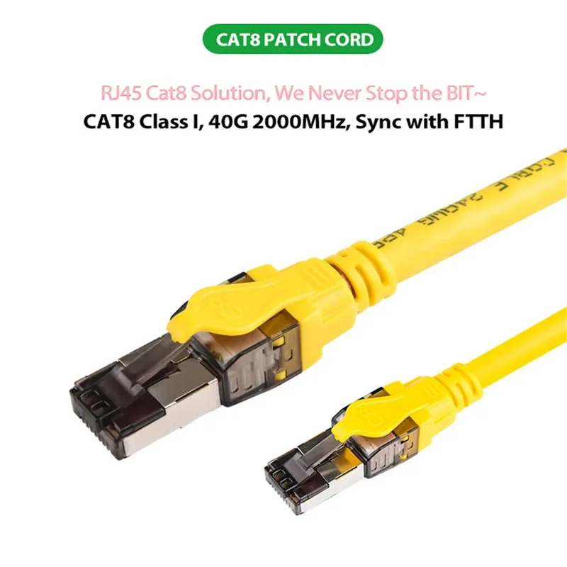 Cat8 Ethernet RJ45 Patch Cable Double Shielding 40G 2000MHz Cat 8 Ethernet LAN Jumper RJ45 Networking Wire 1m 2m 3m 5m 8M 10M