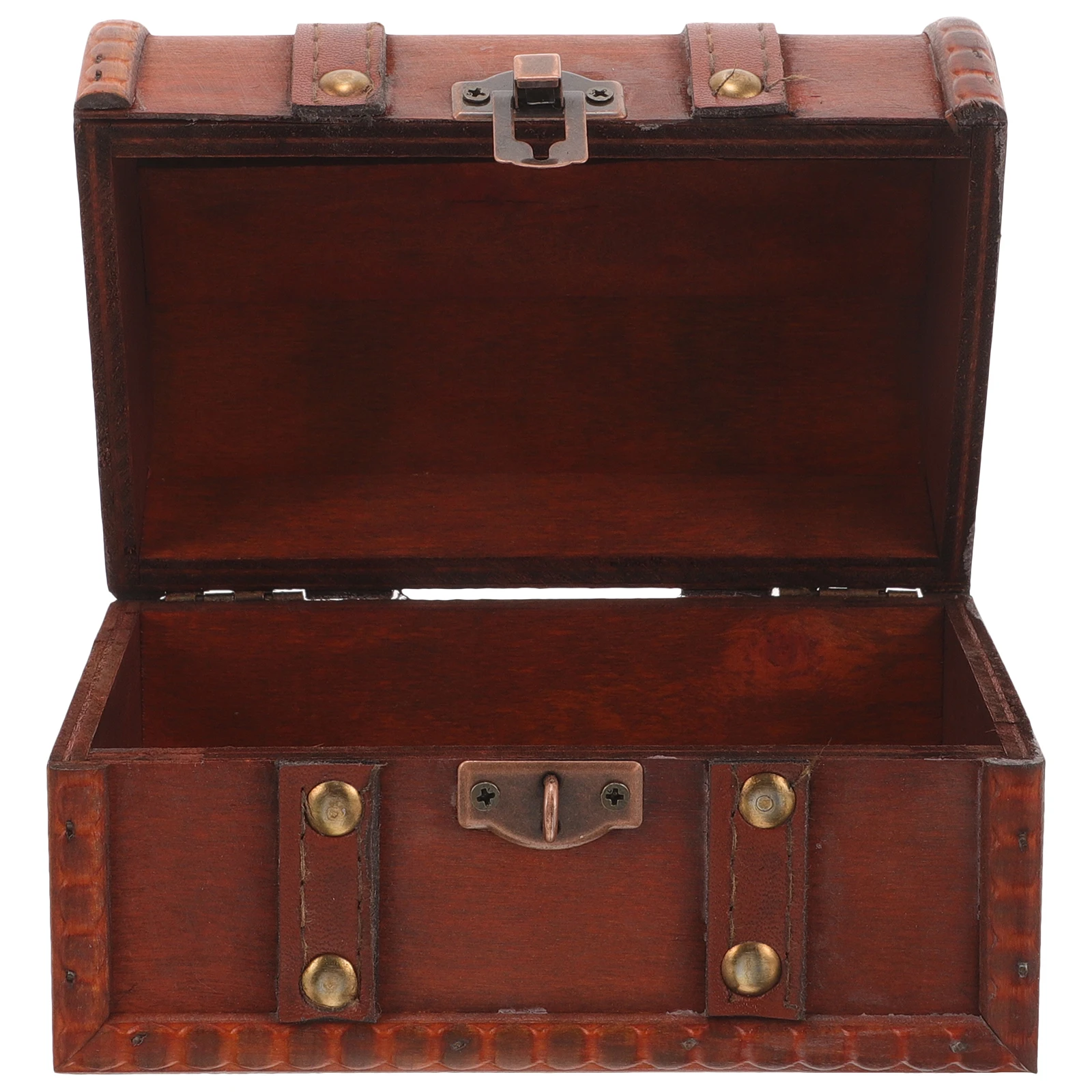 

Wooden Jewelry Box Lock Retro Vintage Treasure Case Organizer Desktop Jewelry Storage Container Trinket Holder