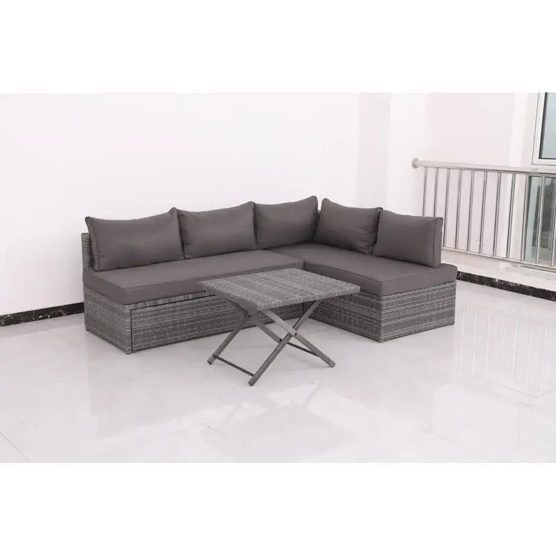 طقم أريكة فناء خارجي مع وسائد للحديقة أو سطح السفينة أو الشرفة