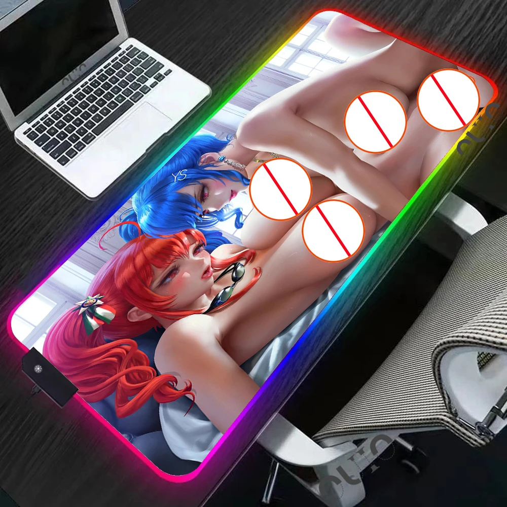 

Azur Lane RGB Sexy Mouse Pad Uncensored Anime Sexy Mousepads Gamer Accessories Gaming Mats with Backlight Mat LED Keyboard Mat