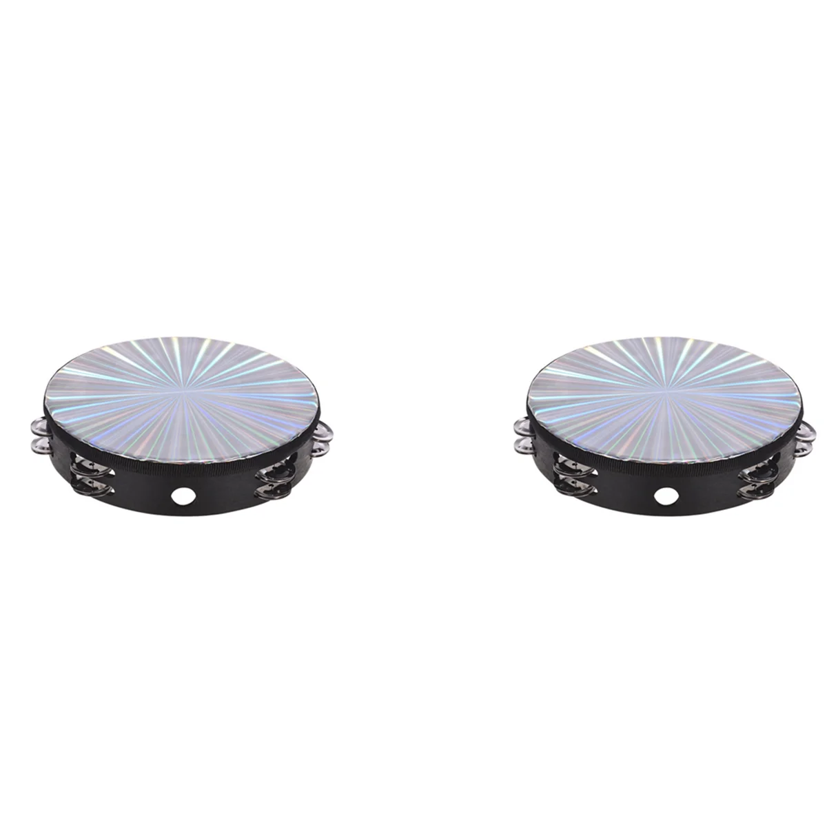 

2X Tambourine Handheld Drums 8-Inch Double Jingle Sound Reflective Tambourine Musical Instrument Children KTV-ABJQ