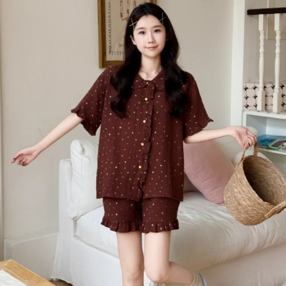 

Two-Piece Women's Set Summer New Home Wear Women Pajamas With Shorts Floral Homewear Home Set Female Pyjamas Loungewear Suit