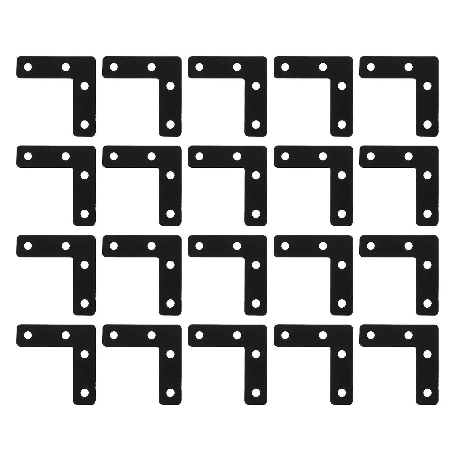 20Pcs Black Stainless Steel Corner Brackets L Shape Flat Plates Furniture Support Brace for Wooden Frames Cabinets DIY Assembly