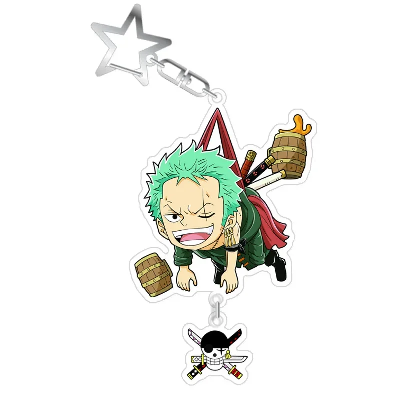 One Piece Keychain Toys Classic Anime Luffy Zoro Sanji Action Figures Acrylic Bag Pendant Keychain Children Birthday Gifts Toys